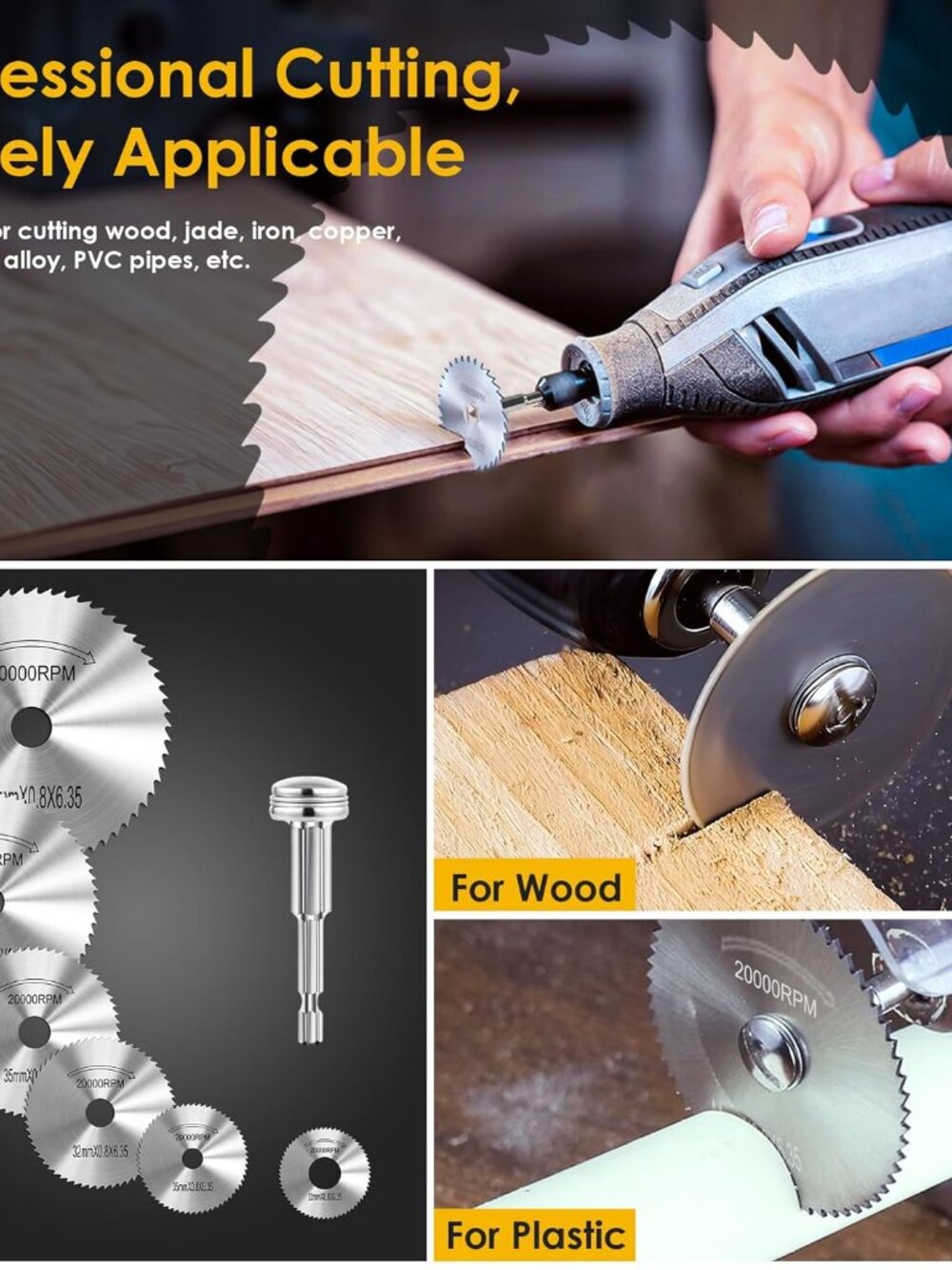 Cutting Wheel for Drill 1/4 Inch Hex Shank Rotary Drill Saw, 6Pcs HSS Saw Blades - Picture 5 of 7